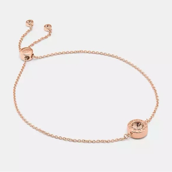 🩷COACH🩷 Open Circle Stone Rose Gold Slider Bracelet/NWT - Picture 1 of 5